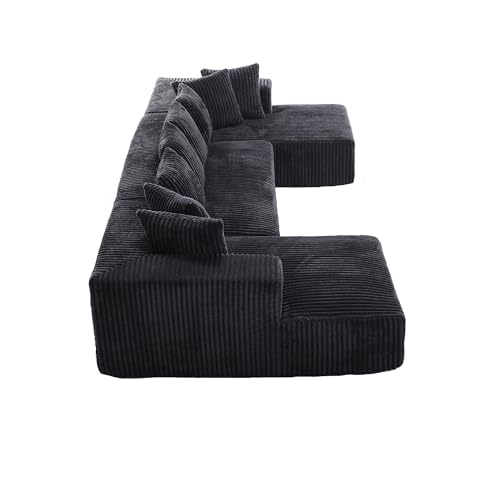 Modular Sectional Sofa with Chaise Lounge, Corduroy Memory Foam, Black Z82307