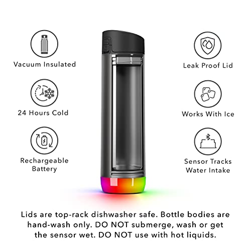 Smart Water Bottle with Bluetooth Tracking, 21oz, Black H337441