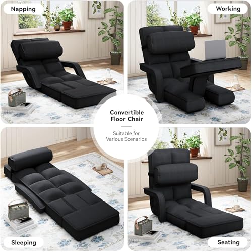 Folding Floor Chair with Adjustable Backrest, Portable Recliner Seat for Adults N6716