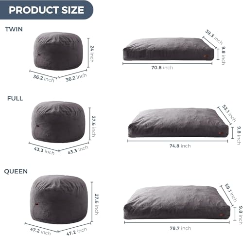 Giant Bean Bag Chair Bed for Adults, Convertible Floor Sofa Mattress R473823