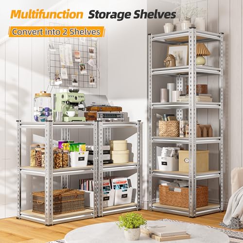 Storage Shelves 6 Tier Heavy Duty Metal Shelving Adjustable L7515