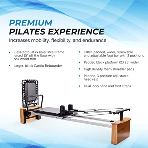 AeroPilates Pro Reformer Whole Body Resistance Padded Pilates Machine with Cardio Rebounder for Home Workouts S909