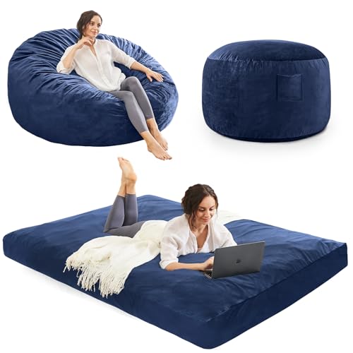 Giant Bean Bag Chair Convertible Bed with Microfiber Cover X2136