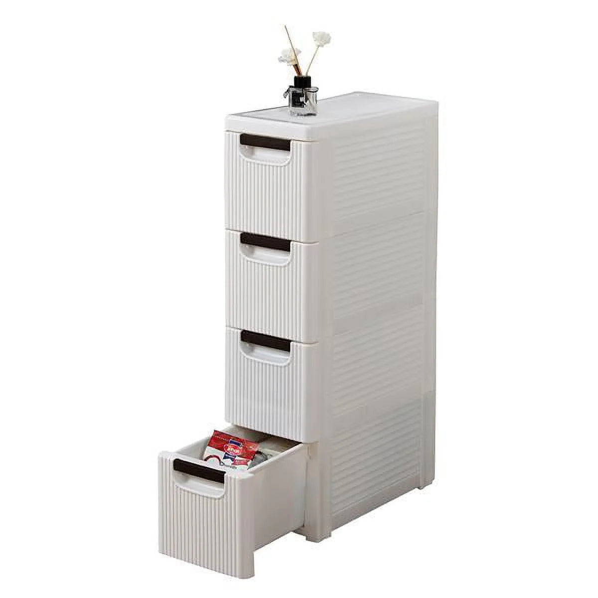 Narrow 4-Tier Rolling Cart Storage Cabinet with Wheels N1677