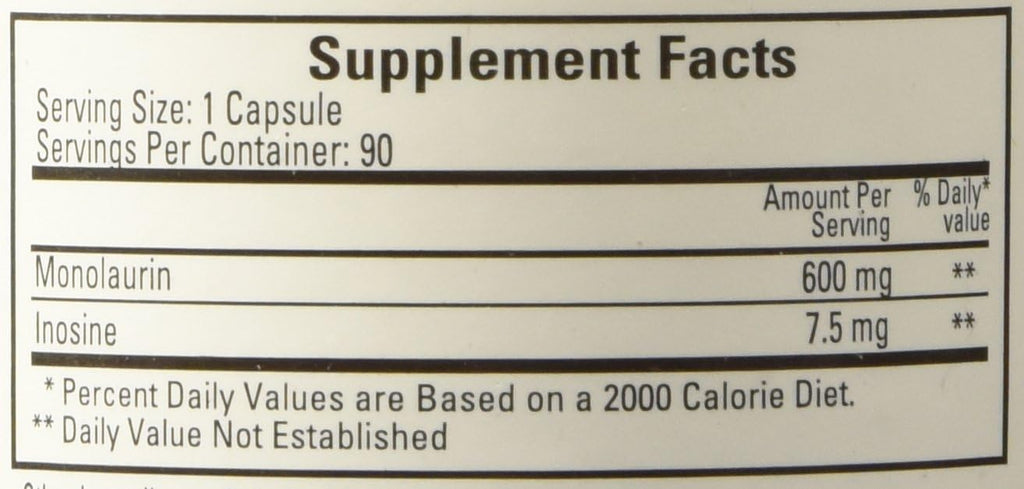 Monolaurin 600mg 90 Capsules T808