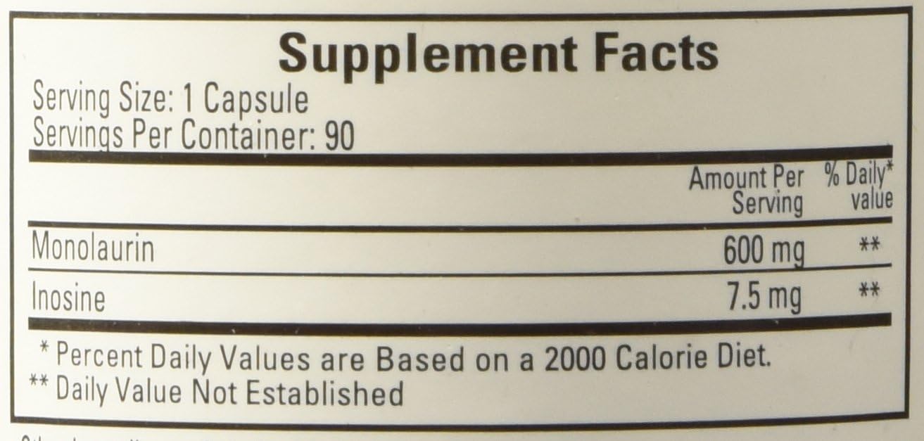 Monolaurin 600mg 90 Capsules T808