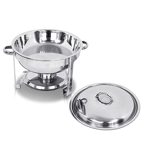 Stainless Steel Chafing Dish Set 5 Qt Round Buffet Warmer with Food Pan and Lid E92433