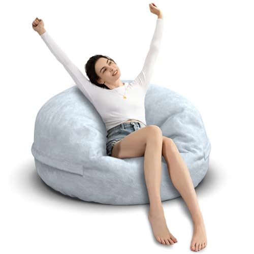 Bean Bag Chair for Adults 3FT, Soft Removable Cover, Light Gray X3039
