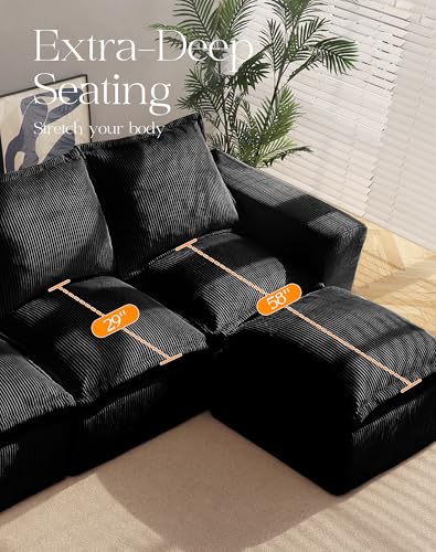 Modular Sectional Sofa with L-Shape Chaise, Deep Seat, No Assembly Required M95554