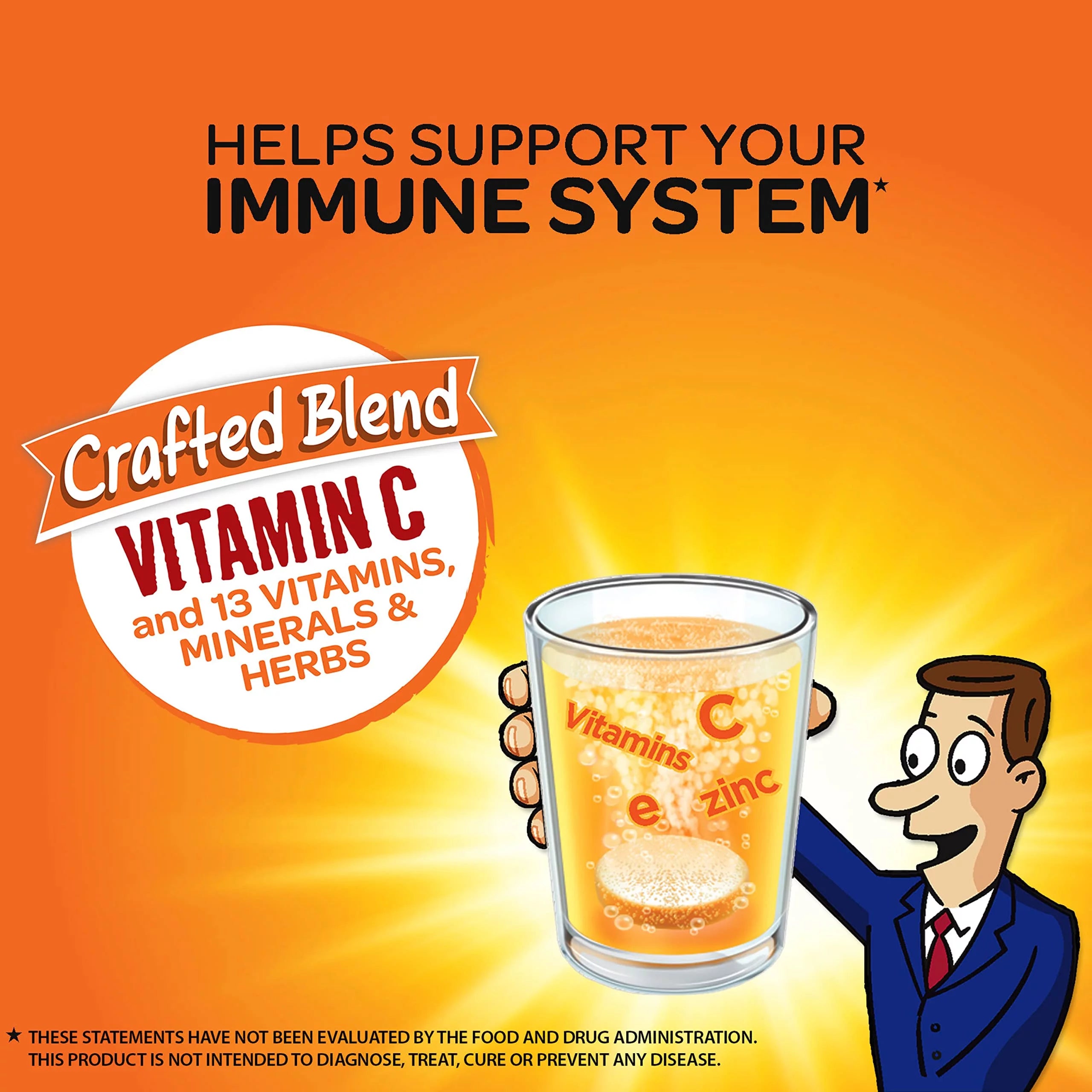 Vitamin C with Zinc Effervescent Tablets, Immune Support, Orange Flavor D202055