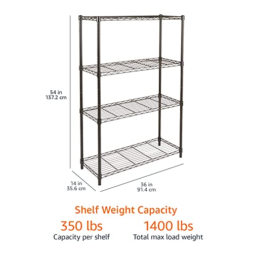 5-Shelf Adjustable Heavy Duty Steel Wire Storage Shelving Organizer, 36" L x 14" W x 72" H X6421