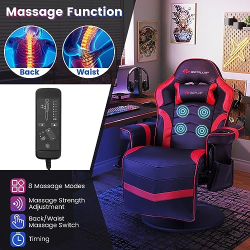 Massage Gaming Chair with Adjustable Backrest and Footrest G669073