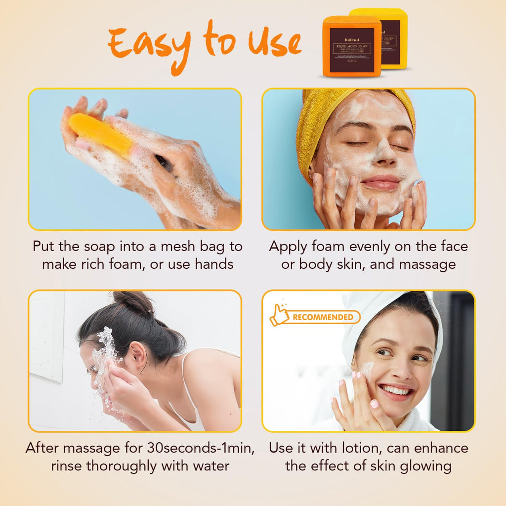 Kojic Acid Soap Bars for Dark Spots, Face and Body, 9 oz, 4 Count S674