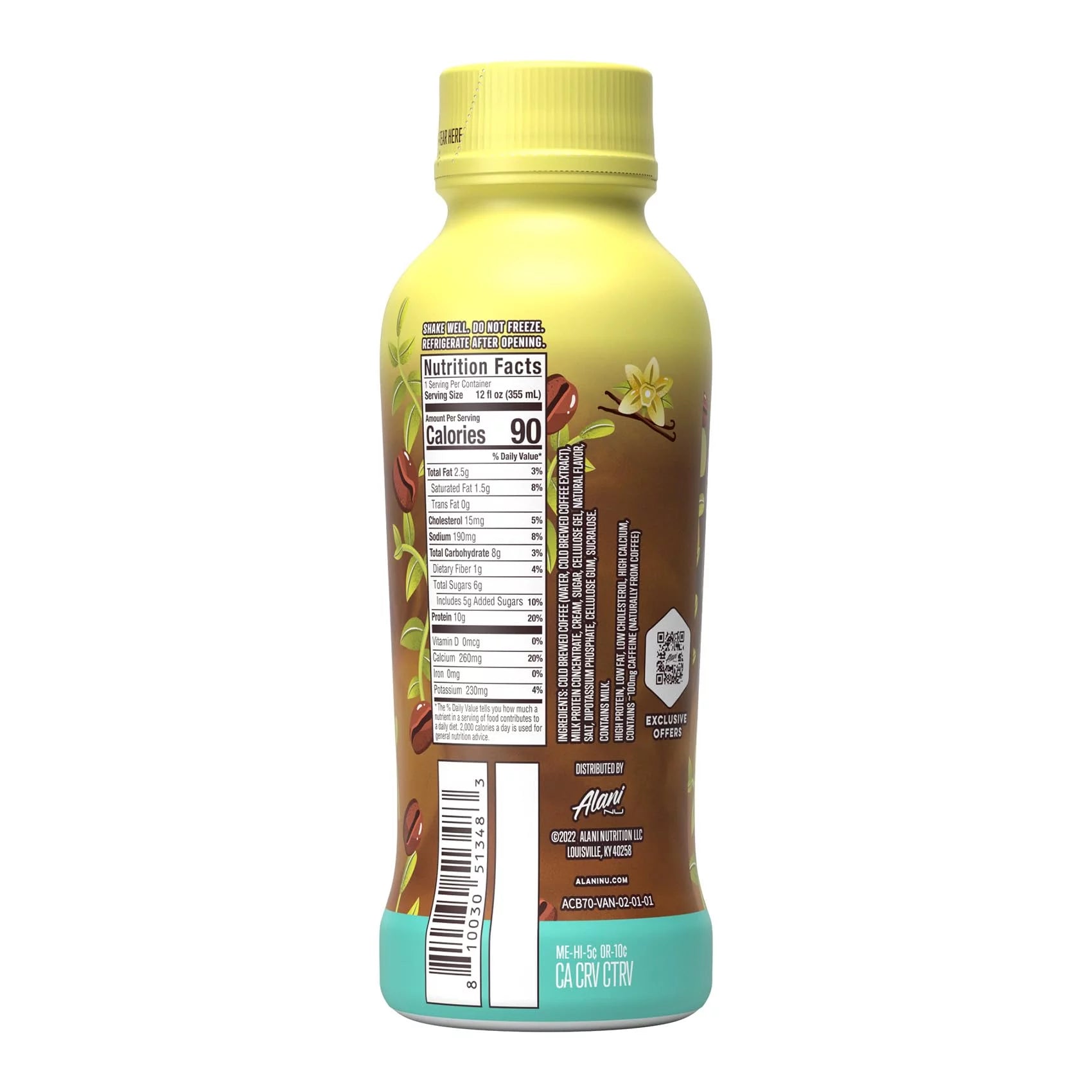 Protein Coffee with Caffeine, 10G Protein, Vanilla, 90 Calories, 12 Fl Oz Bottles (Pack of 12) F33899