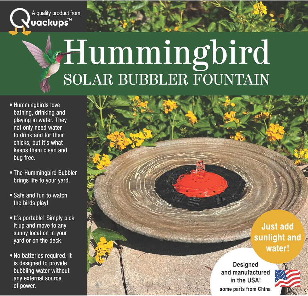 Solar Bubbler Fountain for Hummingbirds, Bird Bath, Red Dome for Garden V623
