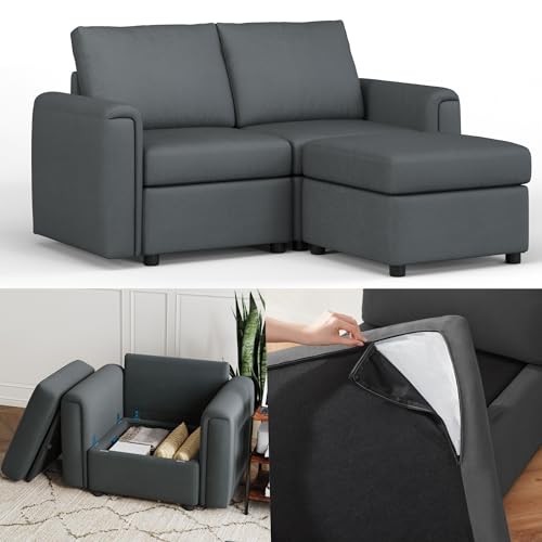 Modular Sectional Sofa with Storage, U Shaped Couch, Blue Y4358