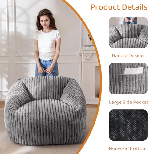 Giant Bean Bag Chair for Adults and Kids, Floor Sofa, Grey D679