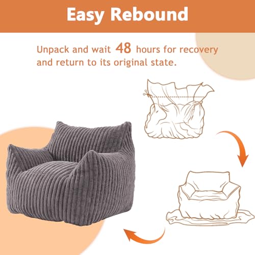 Plush Bean Bag Chair with Armrests for Adults and Teens M473