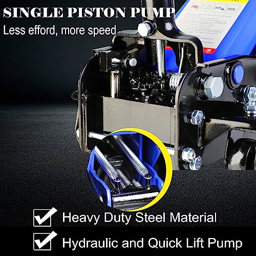 Heavy Duty Hydraulic Floor Jack, Low Profile Steel Racing Jack, 2 Ton Capacity, Blue H1350