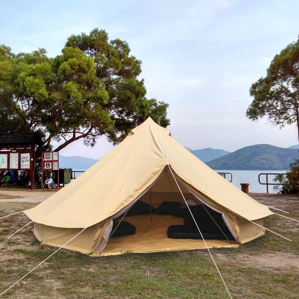 Waterproof Cotton Canvas Bell Tent with Stove Jack Hole for Camping X96807