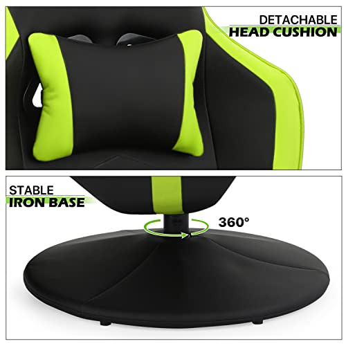 360° Swivel Gaming Recliner Chair, Ergonomic PU Leather with Adjustable Backrest, Footrest, Cup Holder M2617