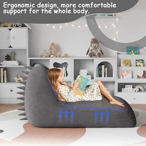 Unicorn Bean Bag Chair for Kids with Filler, Corduroy Floor Lounger, Pink W9694