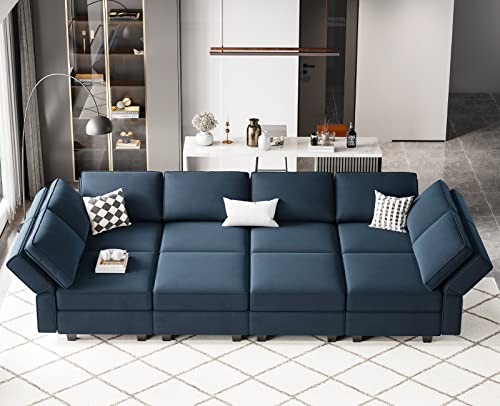 Modular Velvet Sectional Sofa with Chaise Lounge and Storage X4138