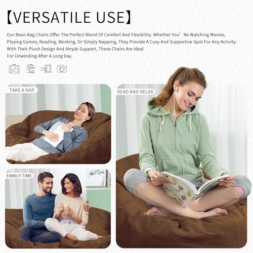 Bean Bag Chair for Adults 3FT, Soft Removable Cover, Light Gray X3039