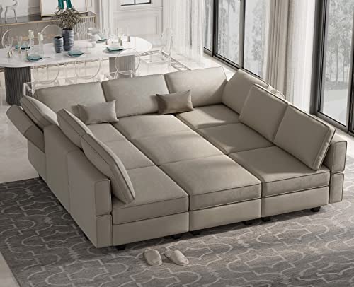 Modular Velvet Sectional Sofa with Chaise Lounge and Storage X4138