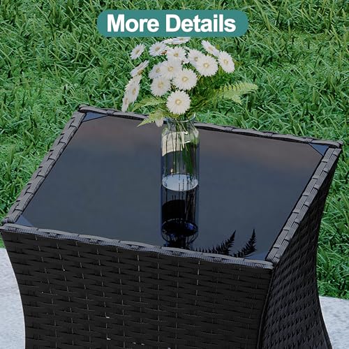 Wicker Patio Furniture Set with Swivel Recline Chairs and Storage Ottoman B707