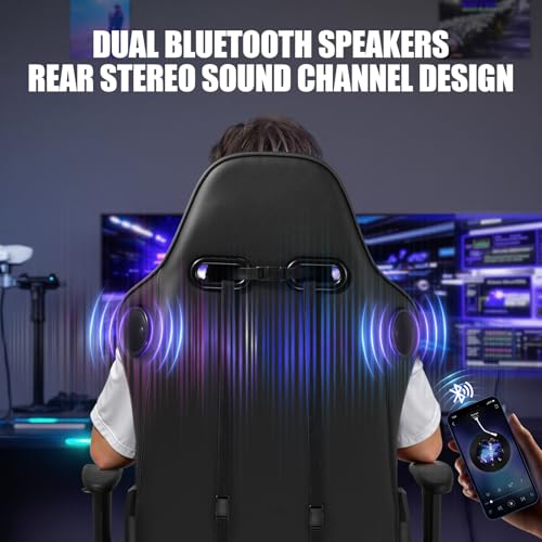 Gaming Chair with Speakers, Recliner with Footrest, Height Adjustable I3670