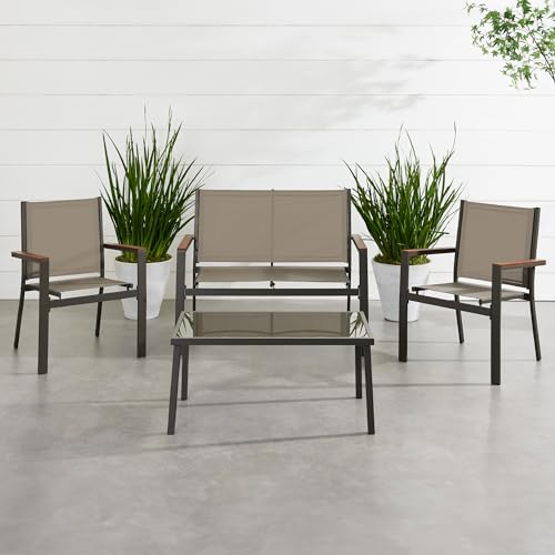 Outdoor Textilene Patio Conversation Set with Loveseat and Coffee Table V736
