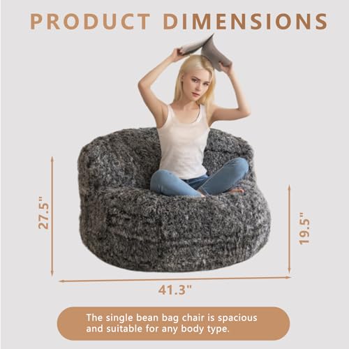 Giant Faux Fur Bean Bag Chair for Adults with Filler T74545