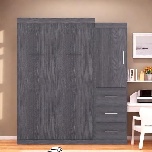 Twin Murphy Bed Wood Wall Bed Foldable into Cabinet I90167