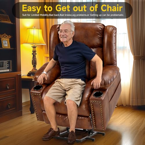 Power Lift Recliner Chair for Elderly with Heat and Massage, Adjustable Positions, Dark Brown P618617