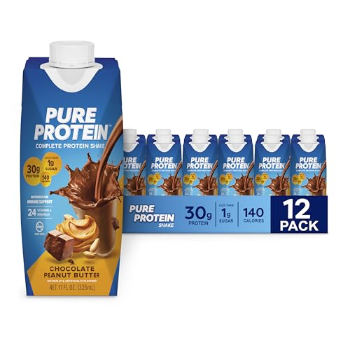 Strawberry Protein Shake, 30g Protein, Ready to Drink, 11oz Bottles, 12 Pack J47857