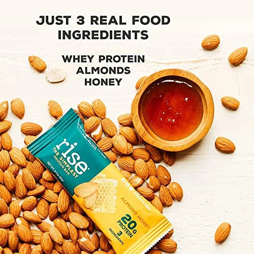 Almond Honey Protein Bars, 20g Protein, Gluten-Free, 12 Pack V8686