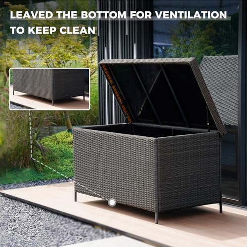 Outdoor Storage Box with Lid for Patio Furniture, Garden Tools, 158 Gallon, Grey H8440