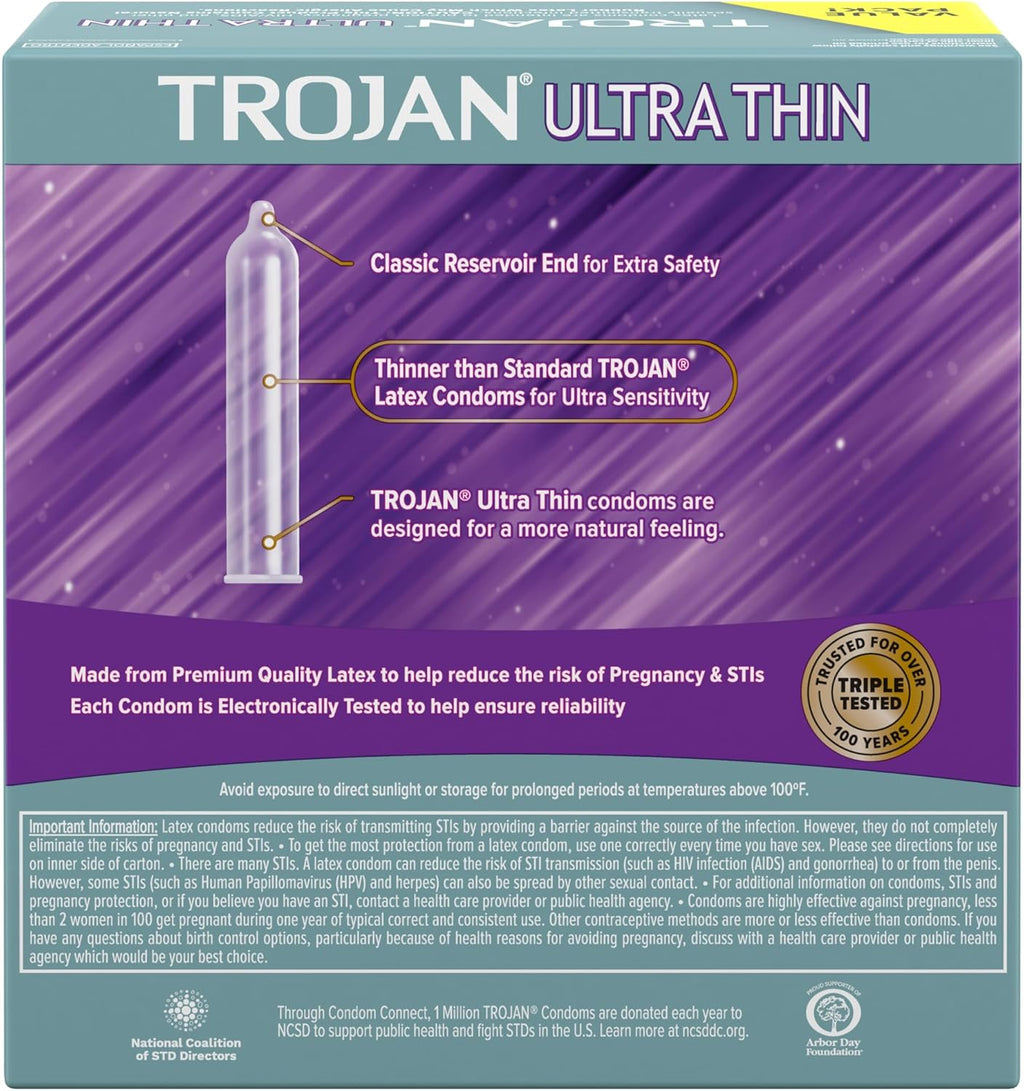 Ultra Thin Lubricated Condoms for Men, 36 Count Value Pack & Ultra Ribbed Condoms, 36 Count X606