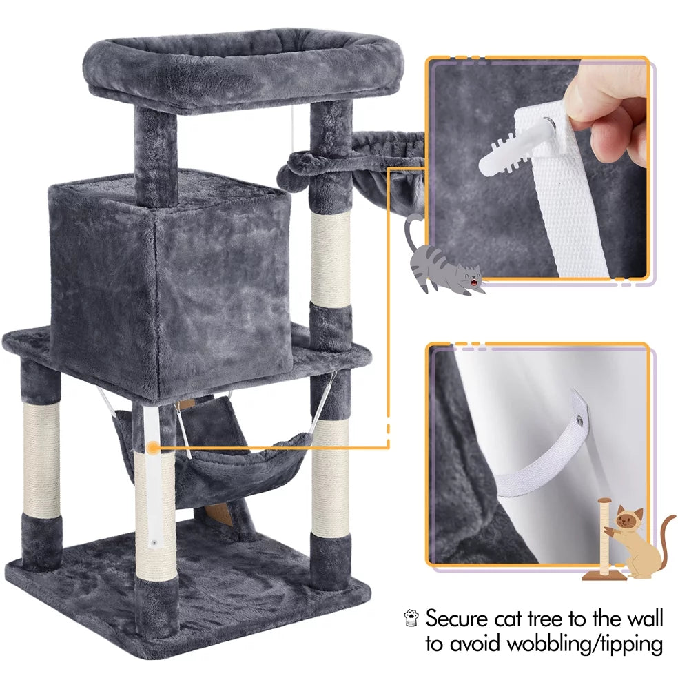 Cat Tree Tower with Condo Perch Platform Basket, Dark Gray L449