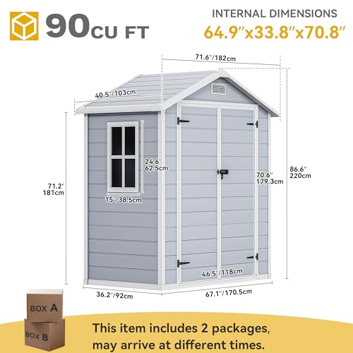 Resin Storage Shed with Reinforced Floor, Lockable Door and Vents I92384