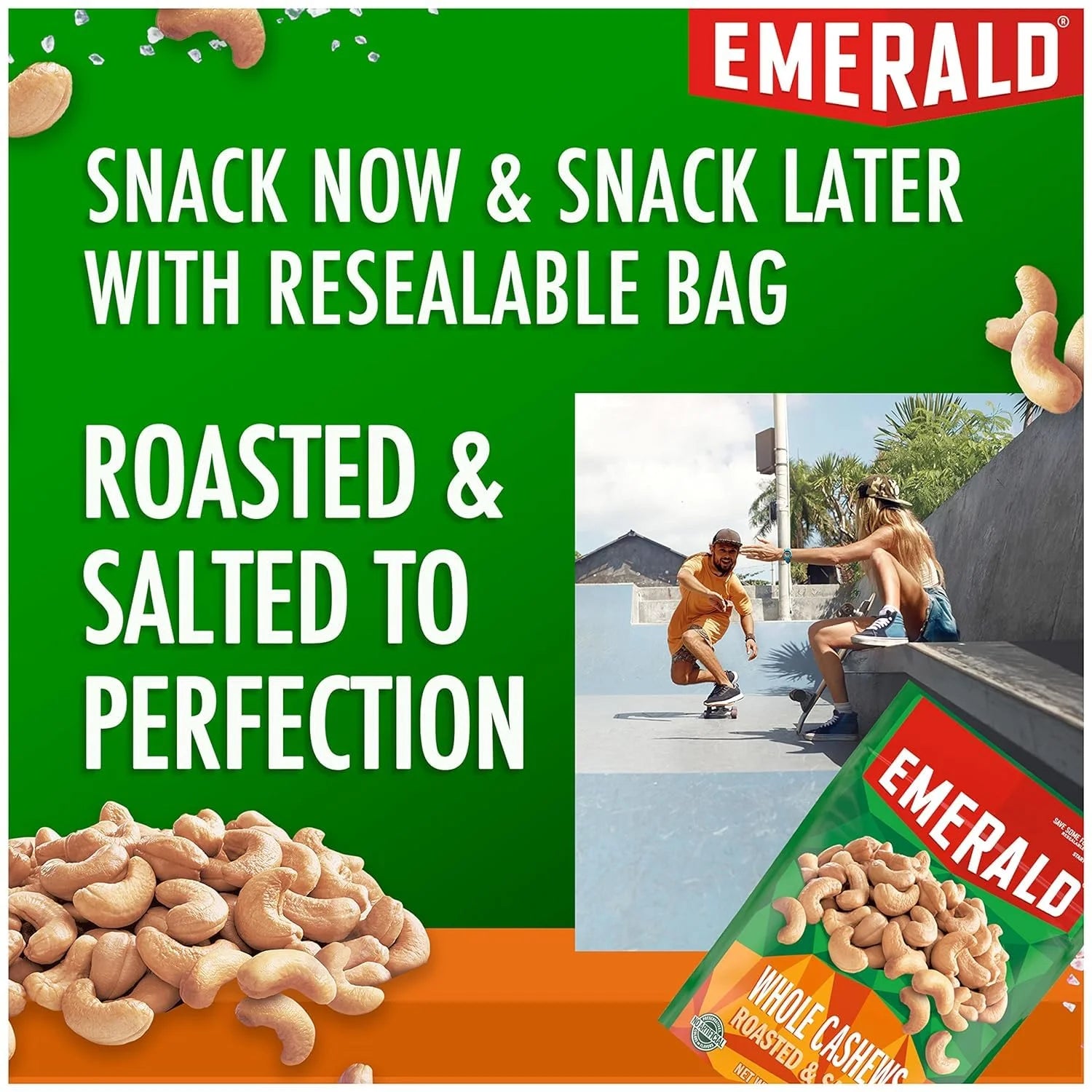 Roasted & Salted Whole Cashews, 8 Count Box, 20 oz, Pack of 6 F499683