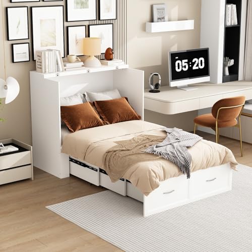 Twin Murphy Bed with Charging Station and Drawer R7073
