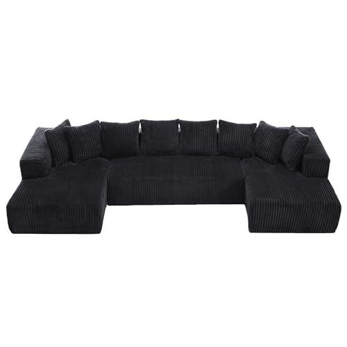 Modular Sectional Sofa with Chaise Lounge, Corduroy Memory Foam, Black Z82307