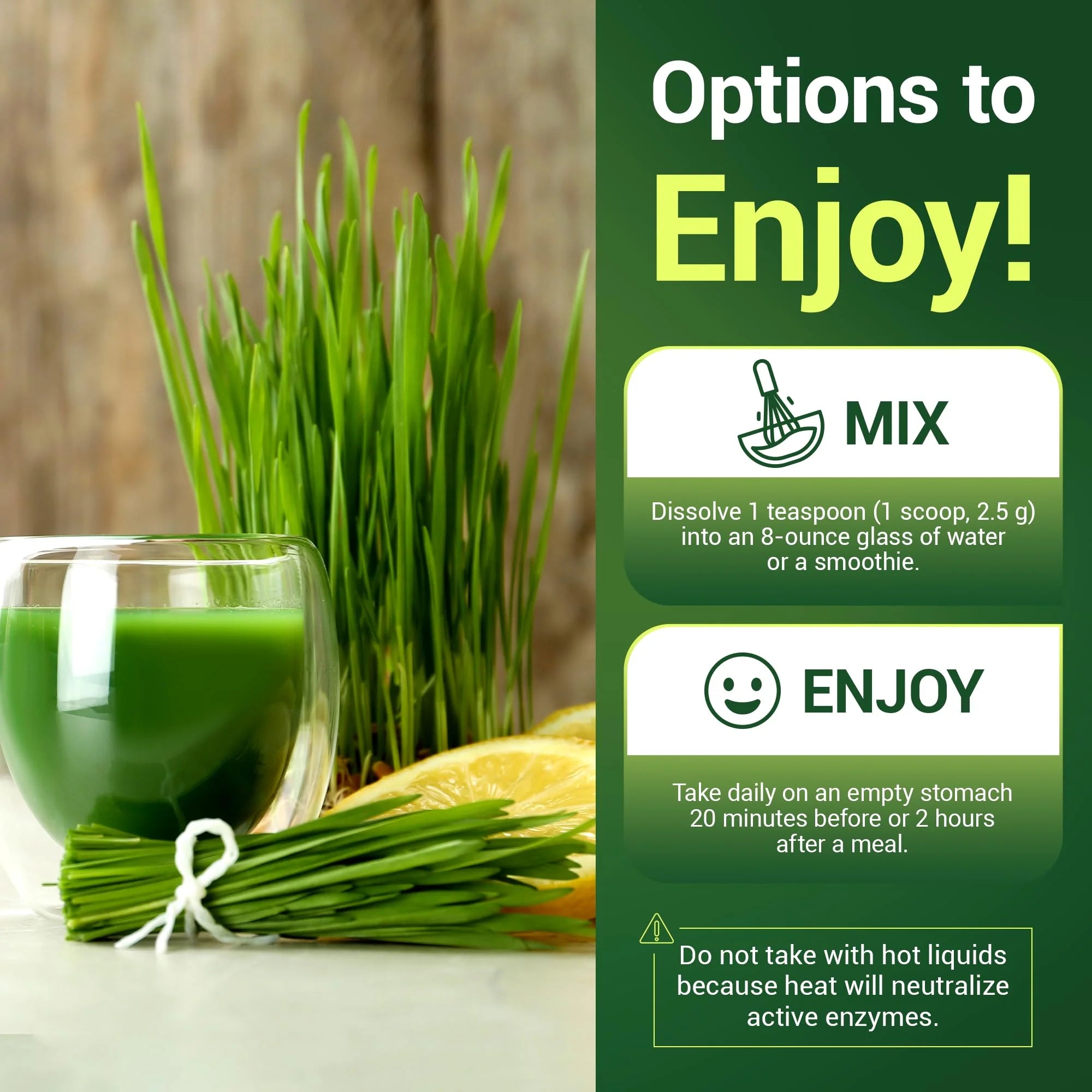 Organic Wheatgrass Superfood Powder, Lemon Flavor, 164g K353