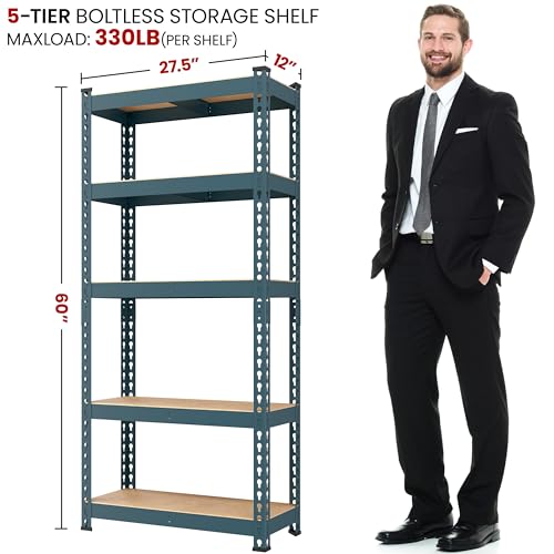 5-Tier Adjustable Metal Shelving Unit for Garage, Pantry, and Warehouse M7734