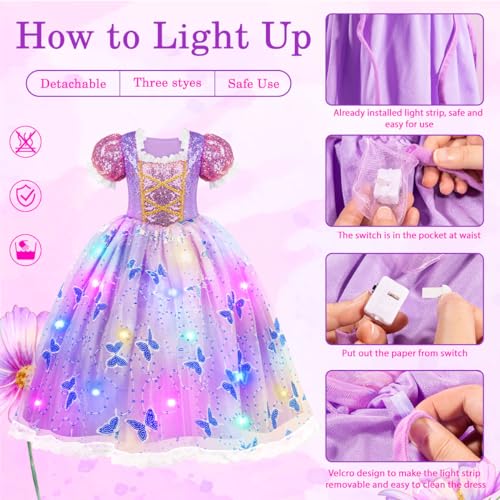 Princess Dresses for Girls Light Up Costume Halloween Toddler Gift I969