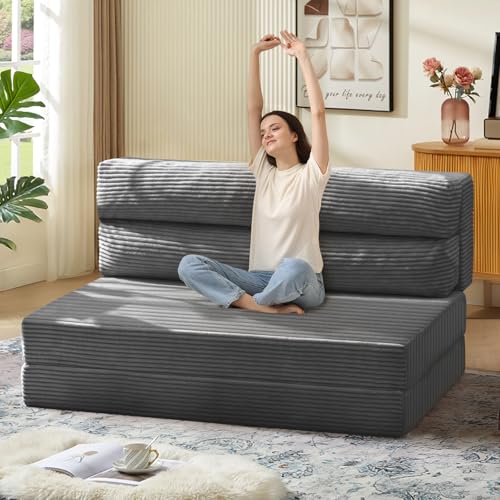 Folding Sofa Bed, Convertible Sleeper Chair with Pillow, Grey P767597