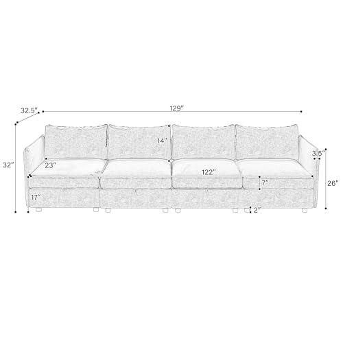 Modular Storage Sectional Sofa with Movable Ottomans, U-Shaped Chenille U839651