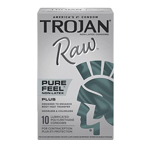 BareSkin Raw Thin Condoms 24 Count with Non-Latex Lubricated Pure Feel Condoms 10ct L6278